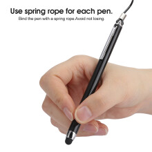 Capacitive Touch Screen Pen STY-2415, Black/White/Blue, 90cm Spring Rope