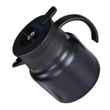 Doppelwandige, vakuumisolierte Kaffeekanne mit intelligenter Temperaturanzeige und abnehmbarem Teefilter | Leicht zu reinigende, große Öffnung |