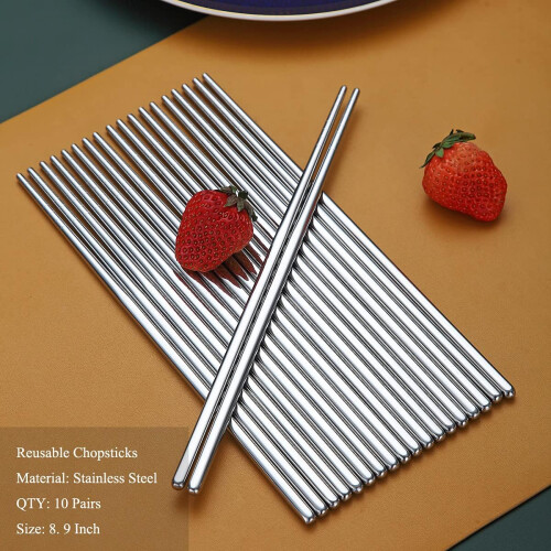 Chopsticks κατάλληλα για πλυντήριο πιάτων, επαναχρησιμοποιήσιμα μεταλλικά σκεύη για 1