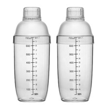Plastikcocktailshaker til professionel brug, cocktailmixer med klar skala sikrer præcis drikketilberedning, fødevaregodkendt materiale, aftageligt