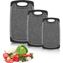 Tábuas de corte de plástico de alta densidade, com cabo ergonômico para manuseio confortável, superfície não porosa que evita manchas,