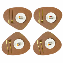 Artful Dining, Faux Leather Placemats & Coasters, Elegant Irregular Shape Elevates Tablescapes, Waterproof & Non-Slip For Hassle-Free Cleanup