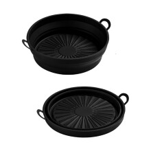 Silikoneforing til airfryer med dobbelt håndtag, foldbart design, 3D-dræning, non-stick, genanvendelig friturekurv til sund madlavning,