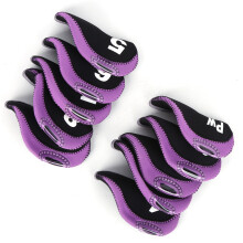 10 Stück Neopren Golf Putter Cover Set Schwarz Lila Nummern Universelle Passform