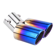 Pipe Exhaust Universal Car Modification Grilled blue Stainless Steel 1 to 2 Dual Pipe Exhaust Pipe Muffler tip cover Car rear Muffler Car tailpipe