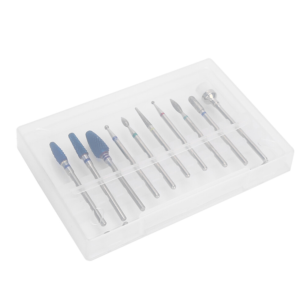 10pcs Tungsten Steel Nail Drill Bits Cleaning Drill Head for Nail Salon Home Use