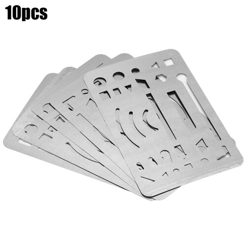 Durable Stainless Steel 10Pcs 27 Holes Erasing Shield Engineering Drawing Tool