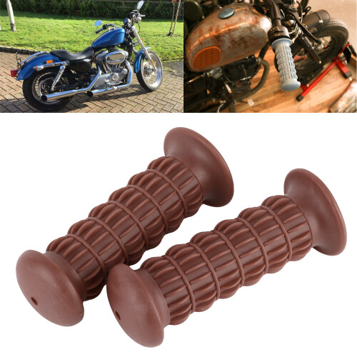 Universal Motorcycle Rubber Hand Grip 22-25mm Brown Handlebar Replacement