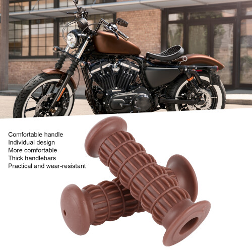 Universal Motorcycle Rubber Hand Grip 22-25mm Brown Handlebar Replacement 2