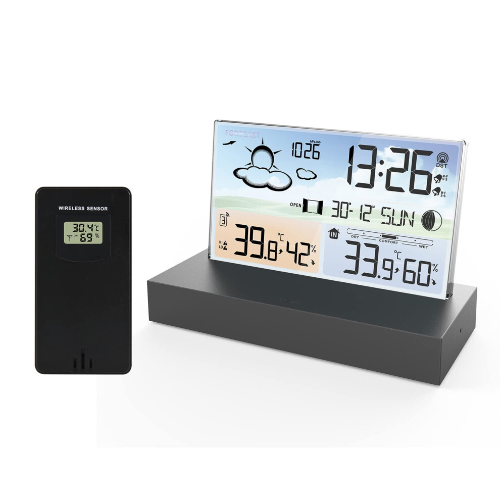 Weather Station with Outdoor Wireless Sensor, Digital Weather Station for Home- LCD Digital Weather Stations with Alert and-image-OPC-PMXWPYT-NEW