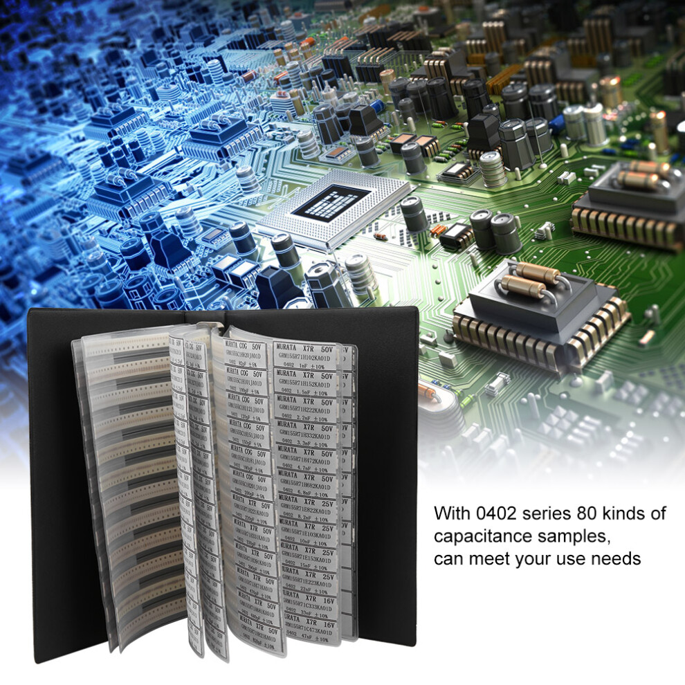 0402 Series 80 Values Ceramic Capacitors Assorted Sample Book Black 7901362081856