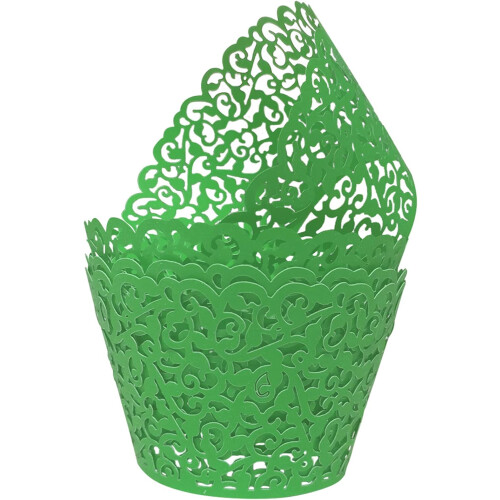 50 τεμάχια κομψά περιτυλίγματα για cupcakes με δαντέλα και μαργαριτάρια, διακόσμηση