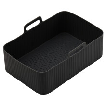 Non-stick airfryer-foringer, genanvendelige silikonemåtter til airfryer. Nem at rengøre. Håndtag, tåler opvaskemaskine. Olieafløbsdesign,