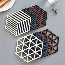 Non Slip Surface Silicone Trivet For Dining, Easy To Clean Heat Resistant Hexagonal Mat, Insulation Performance Stylish Appearance Design, Food Grade