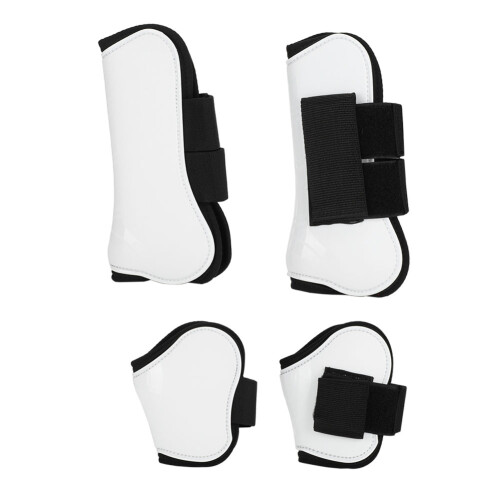 4PCS White PU Shell Horse Leg Guards for Jumping, Front & Back Sizes 1