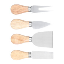 4 Stück Edelstahl-Käsemesser-Set mit Holzgriffen, langlebige Küchenwerkzeuge