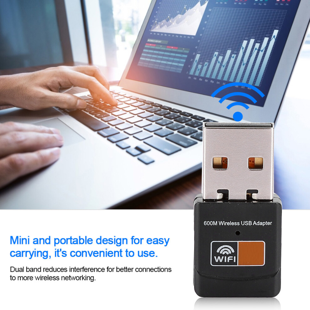 Compact Usb Wifi Adapter 2.4G-5G 600Mbps Dual Band Wireless Receiver 6921362088212