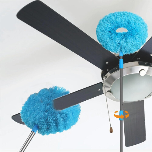 Erextendable Duster 1pc Microfiber Ceiling Fan Duster with Extension Pole Cleaner Telescopic(Blue) 1