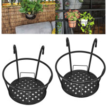 2 Stück Eisenkunst hängende Pflanzgefäße Körbe langlebige Geländerpflanzenhalter für den Balkon