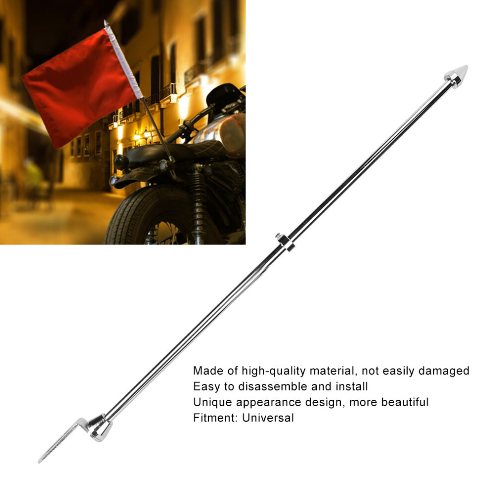 Durable Motorcycle Rear Luggage Rack Flagpole Mount Holder Silver 8791362090076