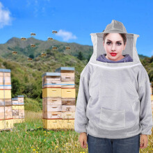 Doppellagiger atmungsaktiver Baumwoll-Bienensicherheitsanzug XL Grau 277g Insektenschutz