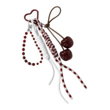 Fashionable Cherry Keychain For Daily Use Soft Braided Rope-B