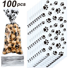 Sacchetti per dolcetti con impronte di zampe, ideali come bomboniere per feste di compleanno per animali domestici, con molteplici utilizzi.