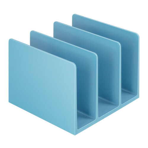 ABS Bookends for Shelf 3 Section Book End Magazine Stand-Blue