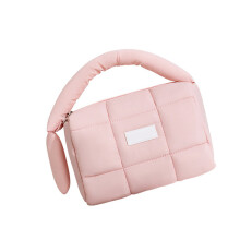 Puffer Makeup Bag Large Capacity Travel Makeup Bag Nylon-Pink