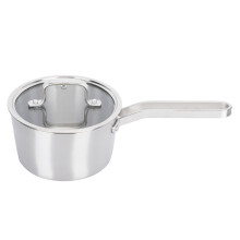 Even Heat Distribution Triply Stainless Steel Saucepan Oven Safe 600 Degrees Professional Handles Glass Lid Induction Compatible Cookware Set For Home