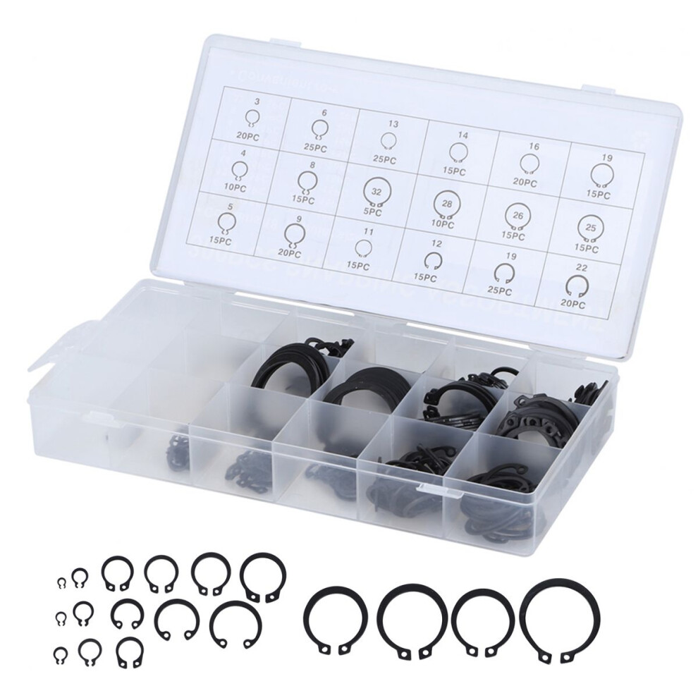 External Circlip Snap Kit, Snap Rings Assortment Component Retention Tools, Durable Hardened Metal Retaining Ring Assortment, Industrial Grade (300Pcs 9155353422243