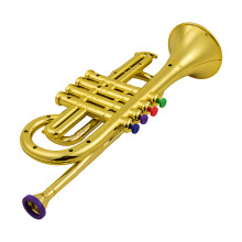 Kids Brass Trumpet with 4 Color-Coded Keys, 36cm Gold Musical Instrument