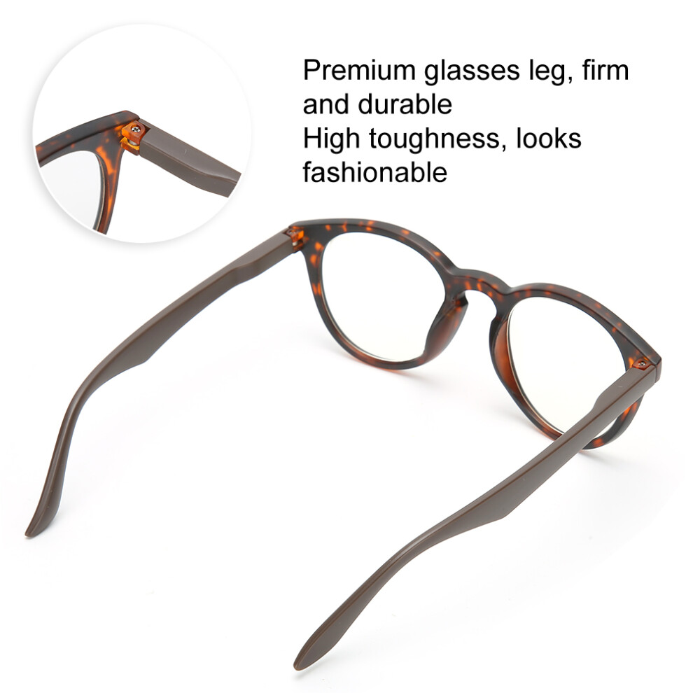 Unisex Visual Fatigue Relief Reading Glasses +350 Leopard Print Tawny Leg