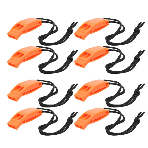 8 Stück Orange Kunststoff Doppel-Frequenz-Notfall-Survival-Pfeife 7,2 cm 1