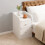 Living And Home Mini Modern Bedside Table with Double Drawers -Warm White, 30 cm Width, MDF Storage Cabinet for Bedroom 2