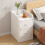 Living And Home Mini Modern Bedside Table with Double Drawers -Warm White, 30 cm Width, MDF Storage Cabinet for Bedroom 1
