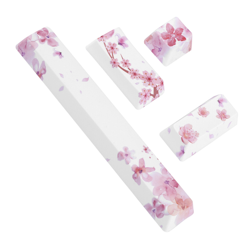 Set Of 4 Sakura Pattern Keycaps For Mechanical Keyboard Spacebar & Enter Keys 7691362097048