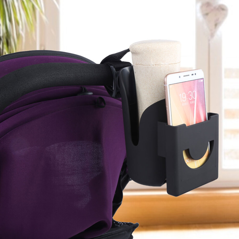 Multi-Functional Baby Stroller Cup & Phone Holder, Abs Plastic Black