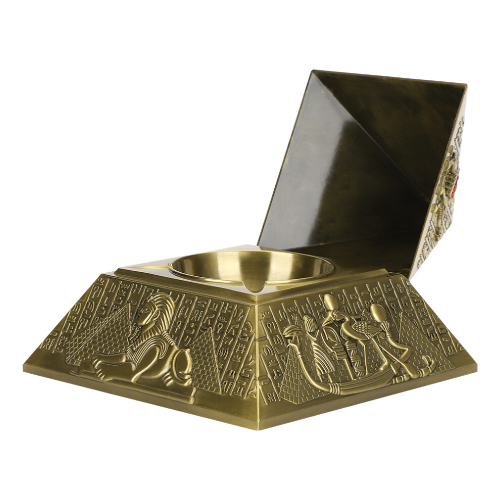 Decorative Metal Ashtray with Egyptian Pharaoh Pyramid Shape â Bronzed Finish