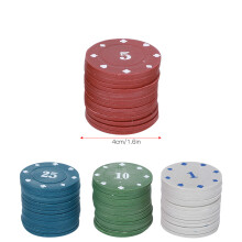 100 Stück Kunststoff-Pokergeldchips mit Dealer-Box, 4cm, Mehrfarbig