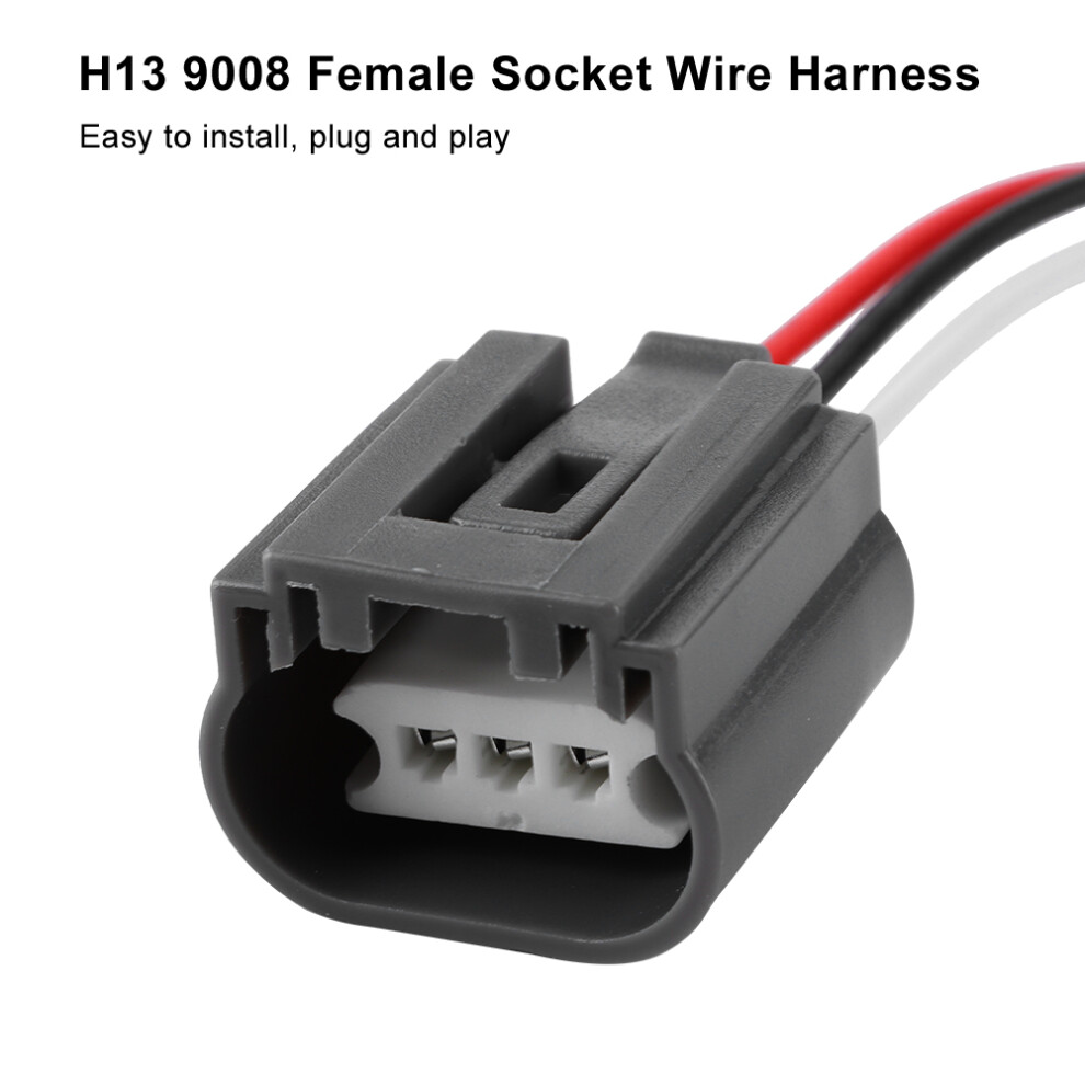 2Pcs H13 9008 Ceramic Socket Heat Resistant Wire Harness Adapter 4601362103314