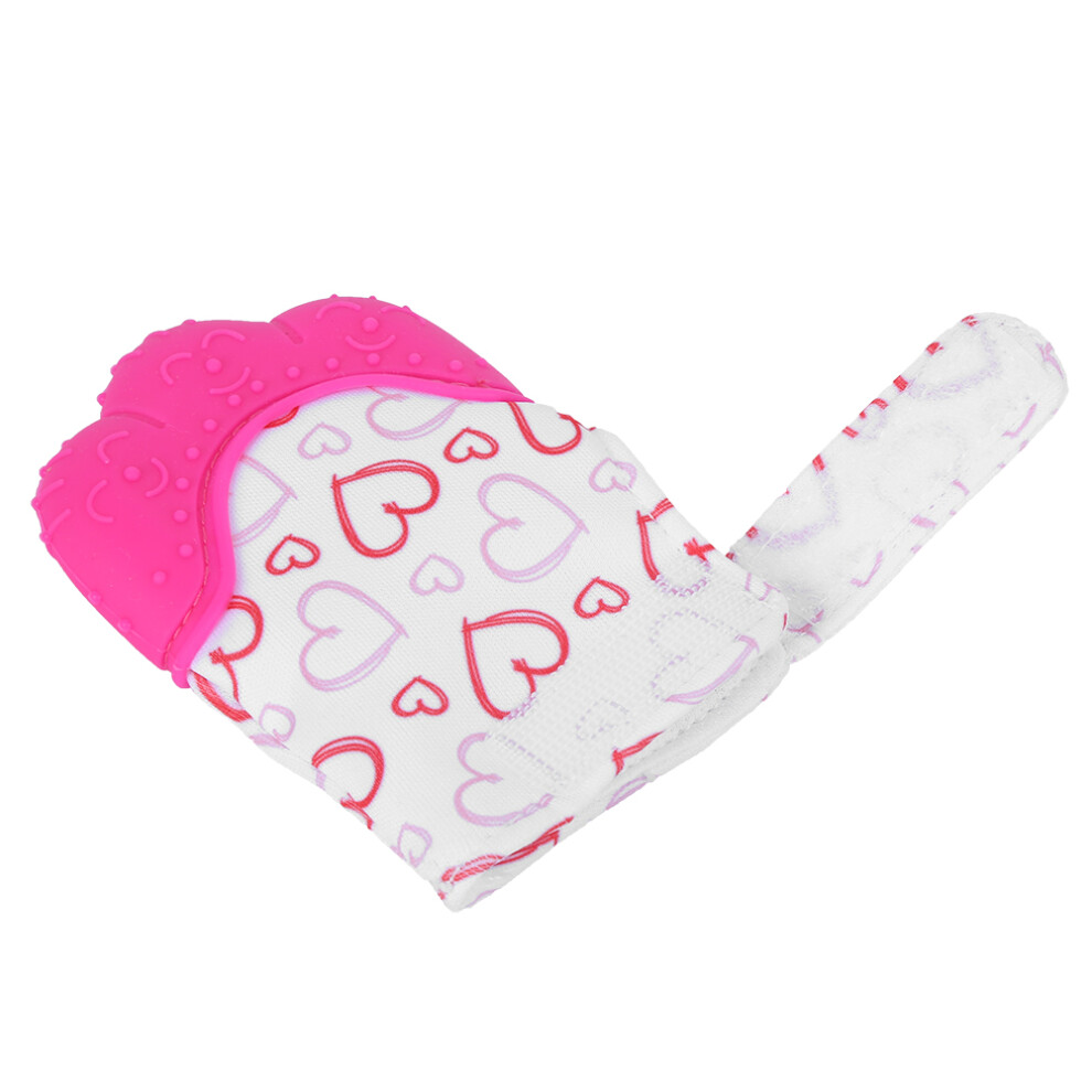 Effective Rose Red Silicone Baby Gloves for Teething Pain Relief