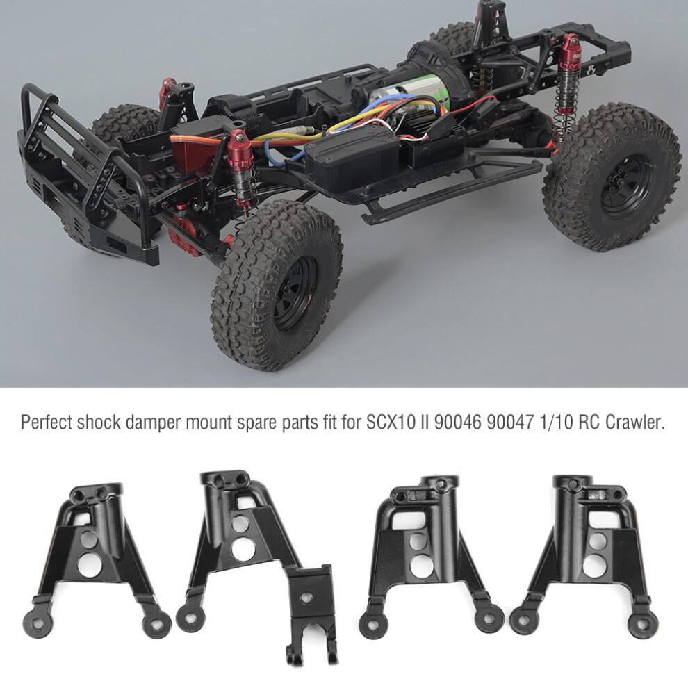 4Pcs Metal Shock Damper Towers For Scx10 Ii 1/10 Rc Crawler Black 8451362105698