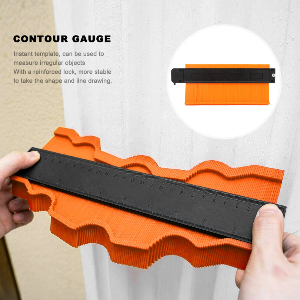 Multifunction 10In Irregular Contour Gauge Ruler With Lock - Orange 7891362105570