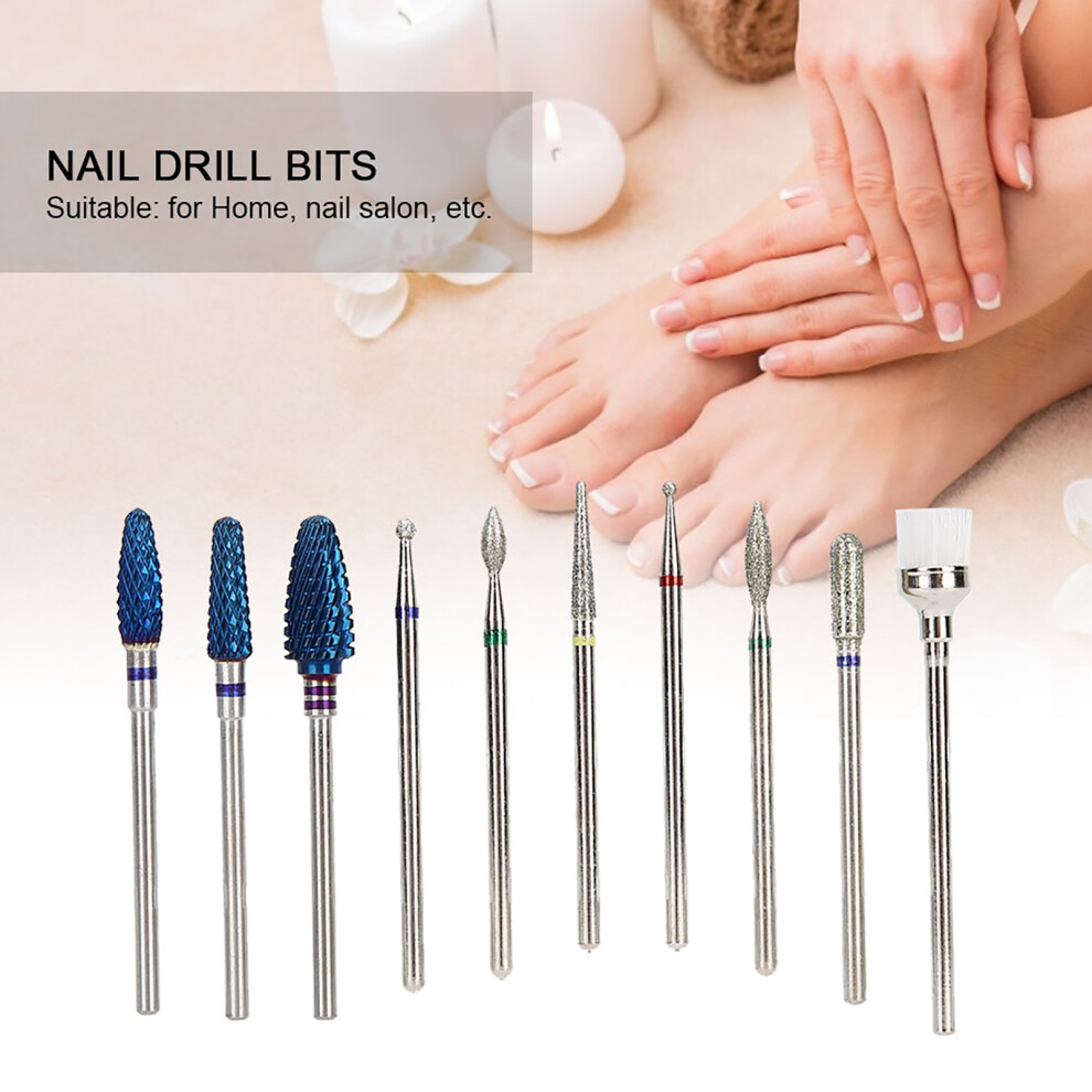 10pcs Nail Drill Bits Set Tungsten Steel Alloy for Manicure & Nail Salon