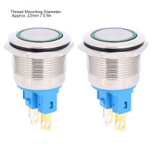 22 mm IP65 Drucktastenschalter 2er Pack DC12-24V grüne Ring-Rückstellung wasserdicht 6-Pin