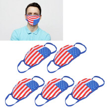 5 Stück Amerikanische Flagge Baumwoll wiederverwendbare Gesichtsmaske für Erwachsene, waschbar