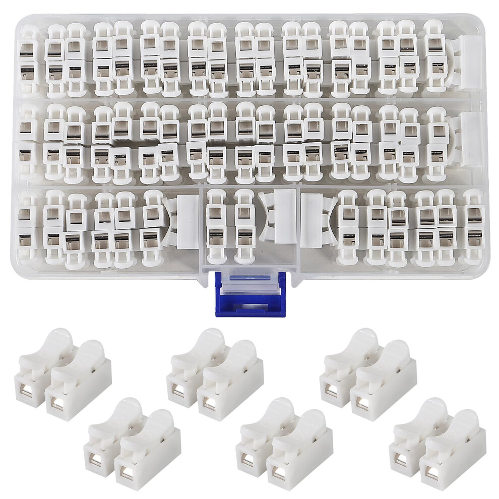 55Pcs Ch2 Quick Connector Spring Wire Connectors Block, Electrical Cable Clamp Terminal Block Quick Terminals Connector Block For Electrical Wiring 9105992117604