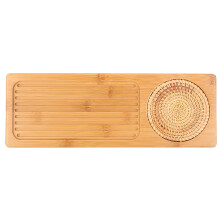 Bandeja para servir café e chá em bambu natural, ecológica. Acabamento impecável, ideal para decoração de festas. Construção robusta e