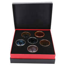 Conjunto de xícaras de saquê de cerâmica queimada em forno, com design de esmalte exclusivo, estilo tradicional Jianzhan feito à mão, para